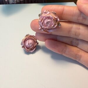 Pink Rose Stud Earrings